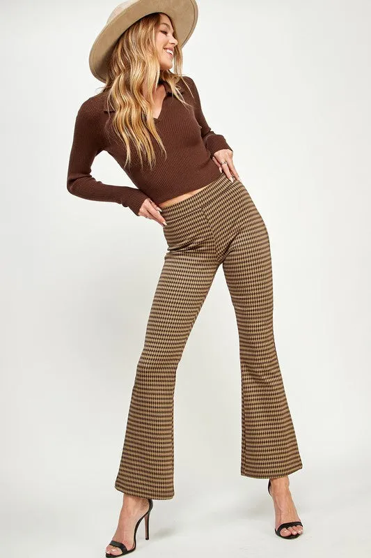 Java/Desert Yarn Dye Print High Waist Flare Pants