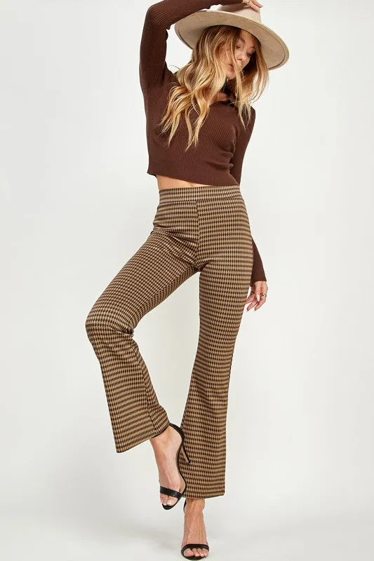 Java/Desert Yarn Dye Print High Waist Flare Pants