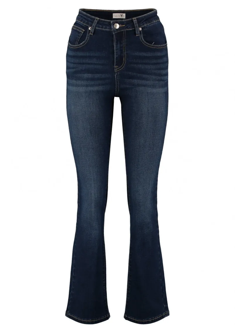 Kassy Dark Blue High Waist Flared Jeans