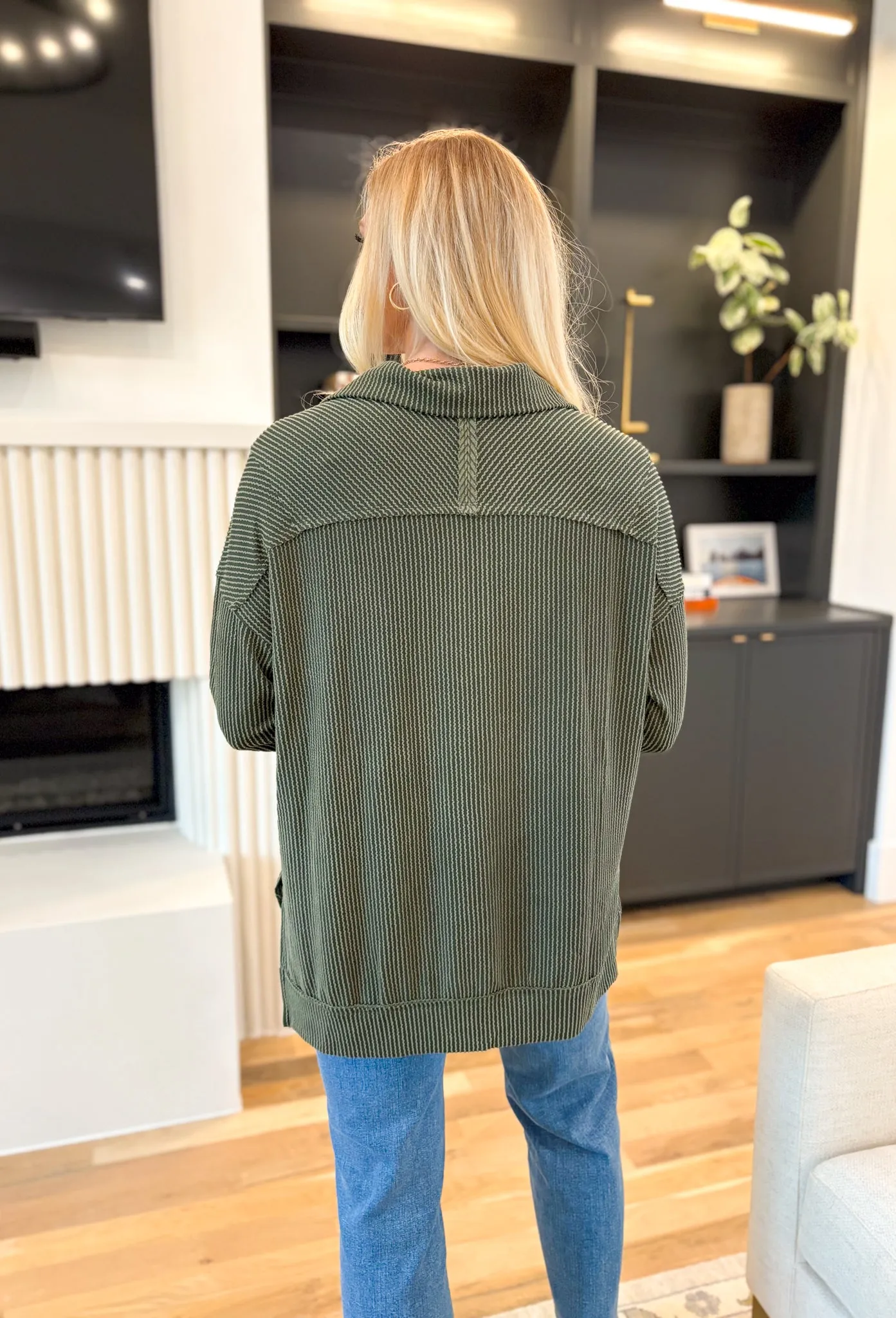 Kayla Corded Pullover in Olive