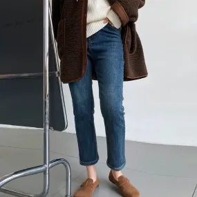 [Korean Style] 2 Color High Rise Slim Fit Stretchy Cropped Jeans