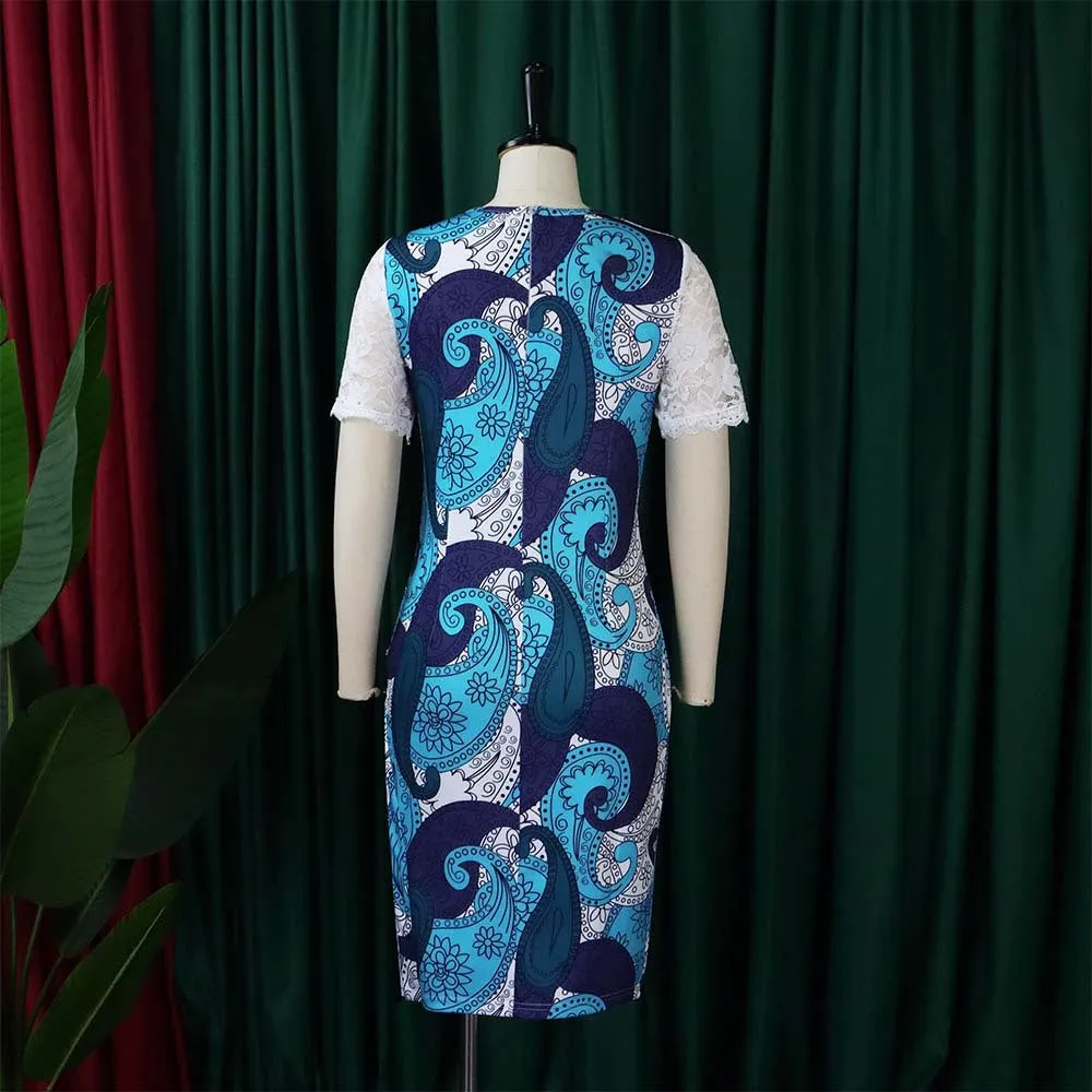 Lace Patchwork Floral Hollow Pencil Dress