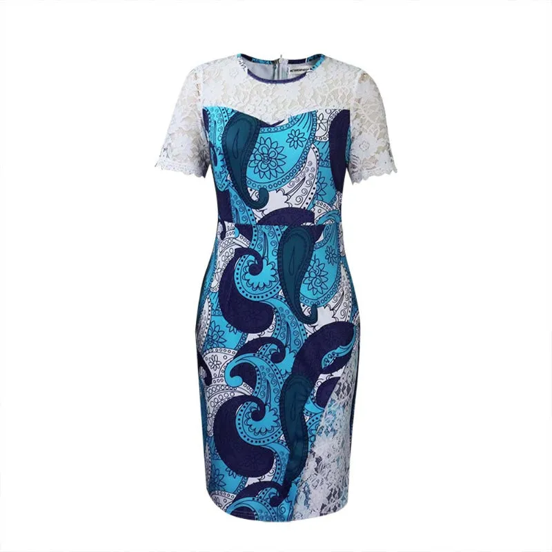 Lace Patchwork Floral Hollow Pencil Dress