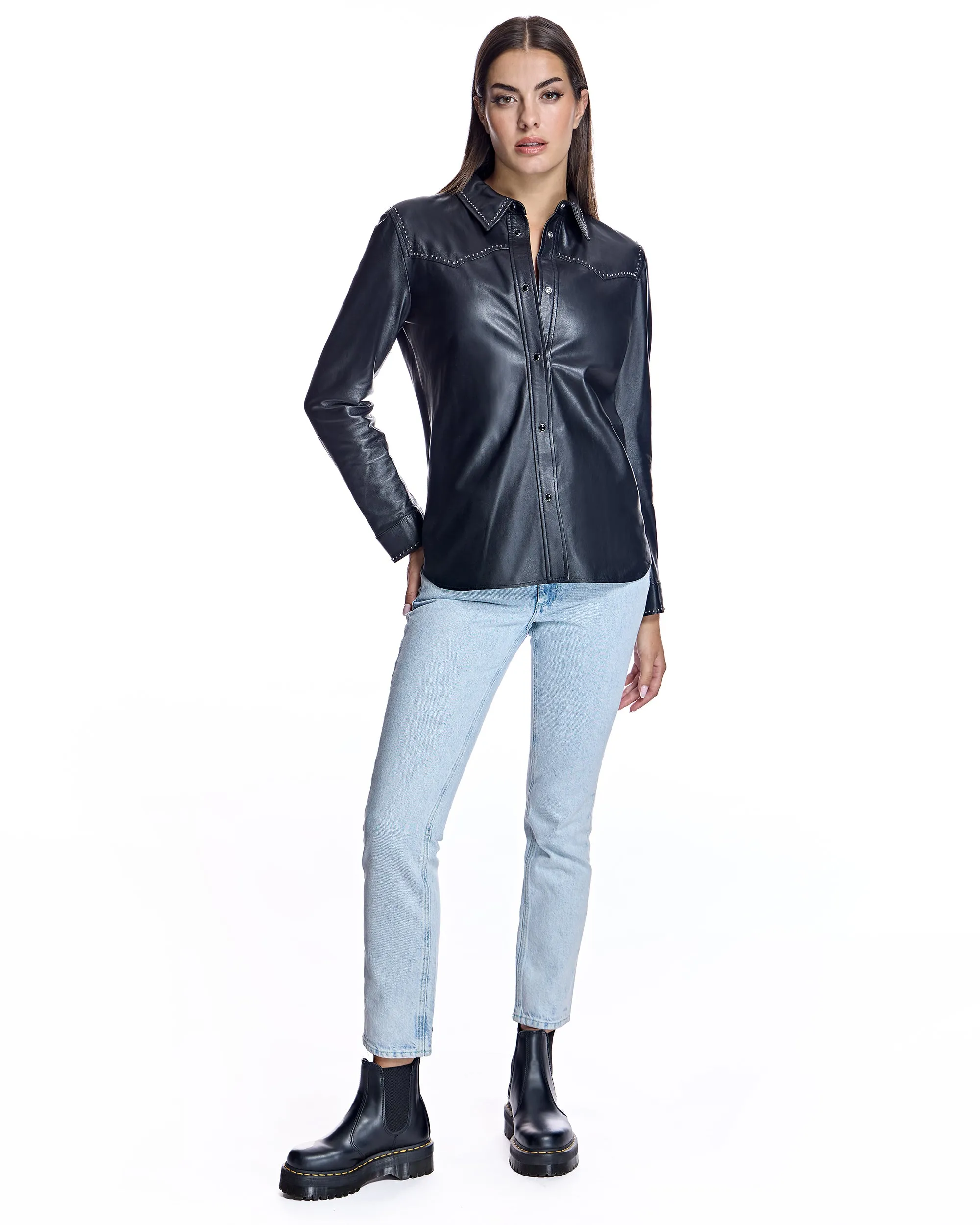 Leather Shirt Jacket