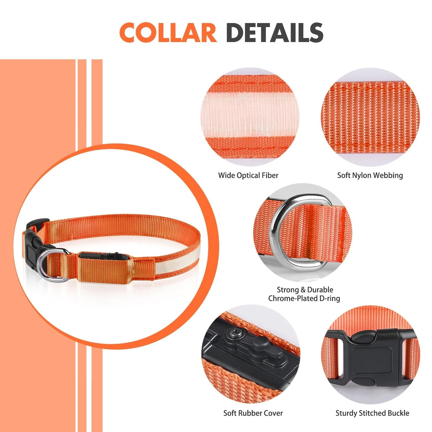Led Light Dog Collar For Dogs, Light Up Collar for Dogs USB Rechargeable