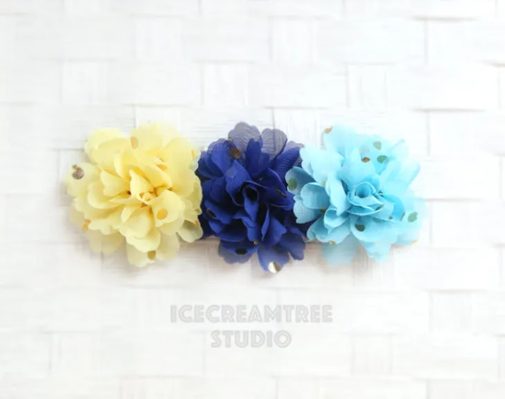 Little Navy Blue Gold Dot Bloom Collar Slide On - Small Flower Collar Accessory