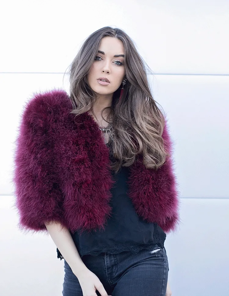 Lourdes - Crop Jacket in Merlot