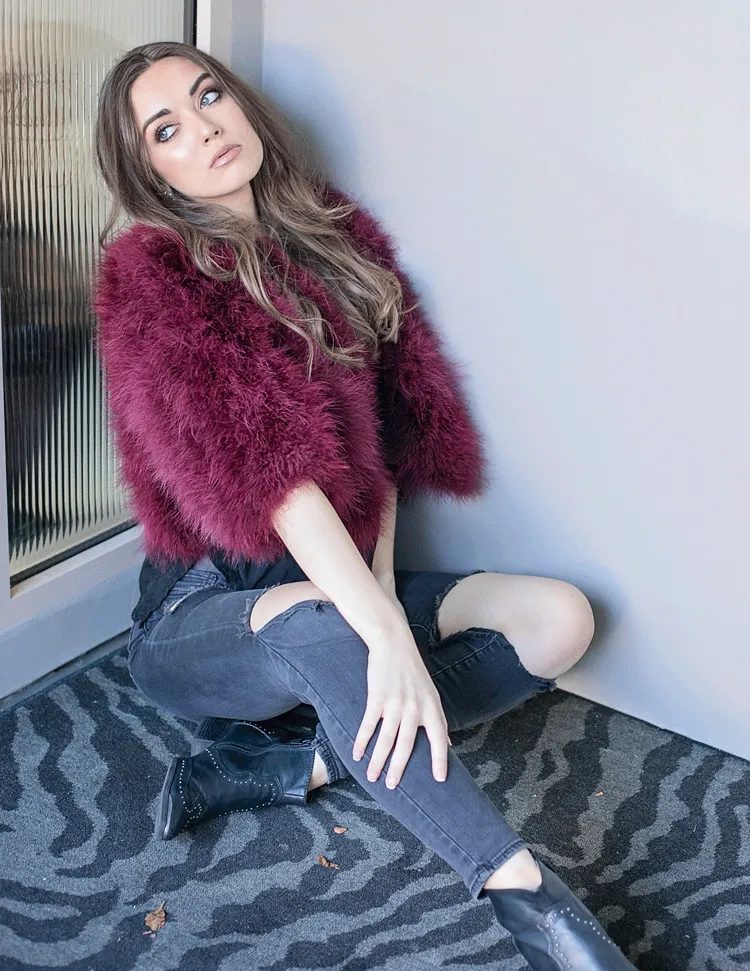 Lourdes - Crop Jacket in Merlot