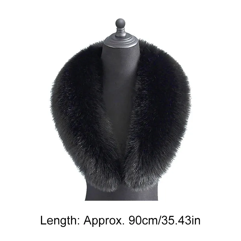 LVSANW Faux Fur Collar Solid Color Plush Shawl Women Winter Detachable Neck Warmer Wrap Scarves Female Thick Warm Plush Collar Scarf