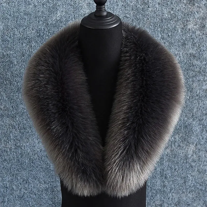 LVSANW Faux Fur Collar Solid Color Plush Shawl Women Winter Detachable Neck Warmer Wrap Scarves Female Thick Warm Plush Collar Scarf