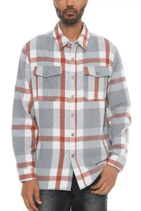 Men's Checkered Soft Flannel Shacket in Grey/Rust: A Fusion of Comfort and Class