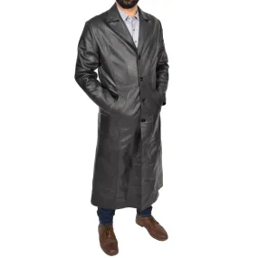 Men's Genuine Leather Full Length Trench Coat Blade