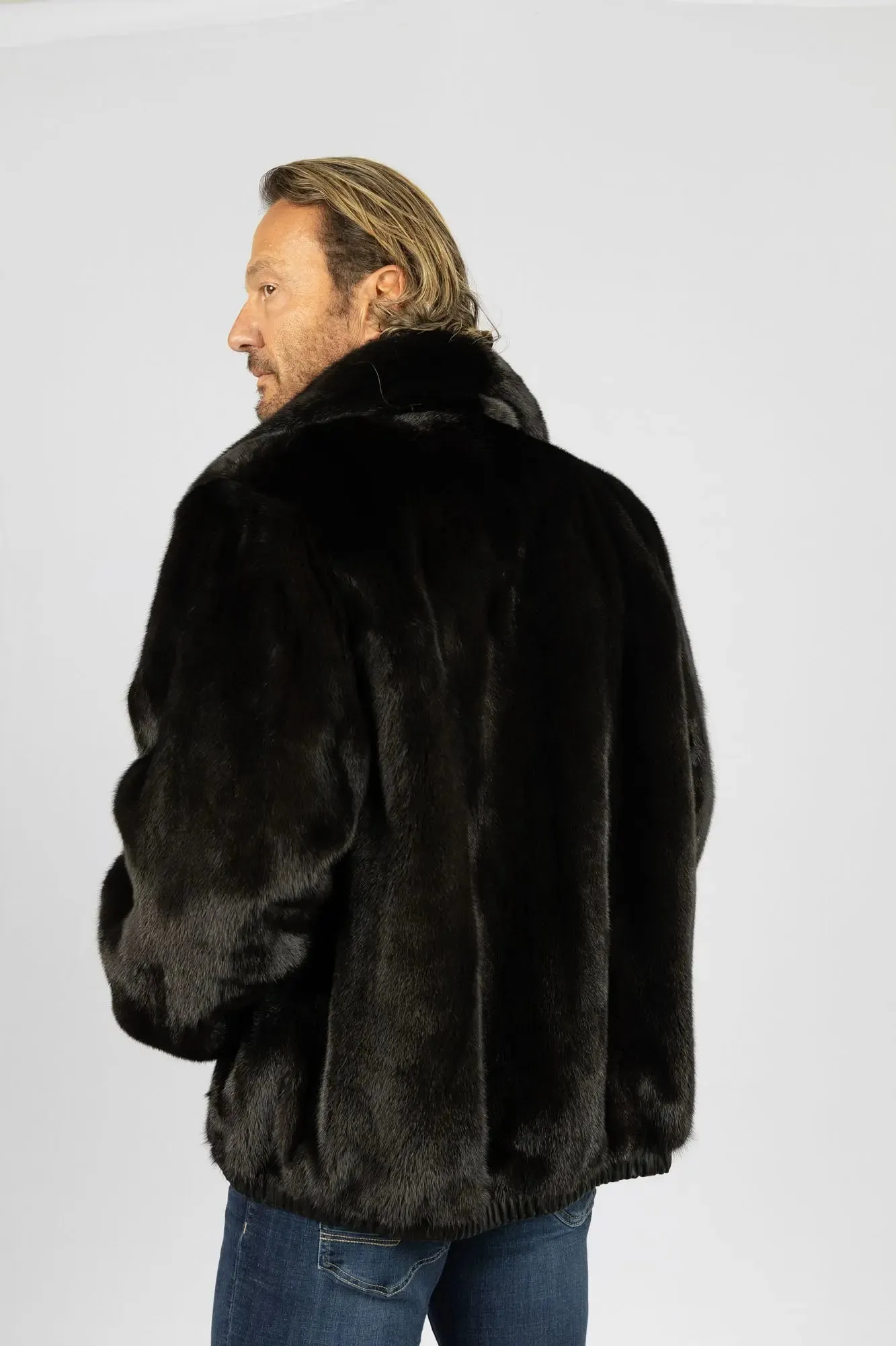 Men's Ranch Full Skin Mink Reversible Bomber Jacket
