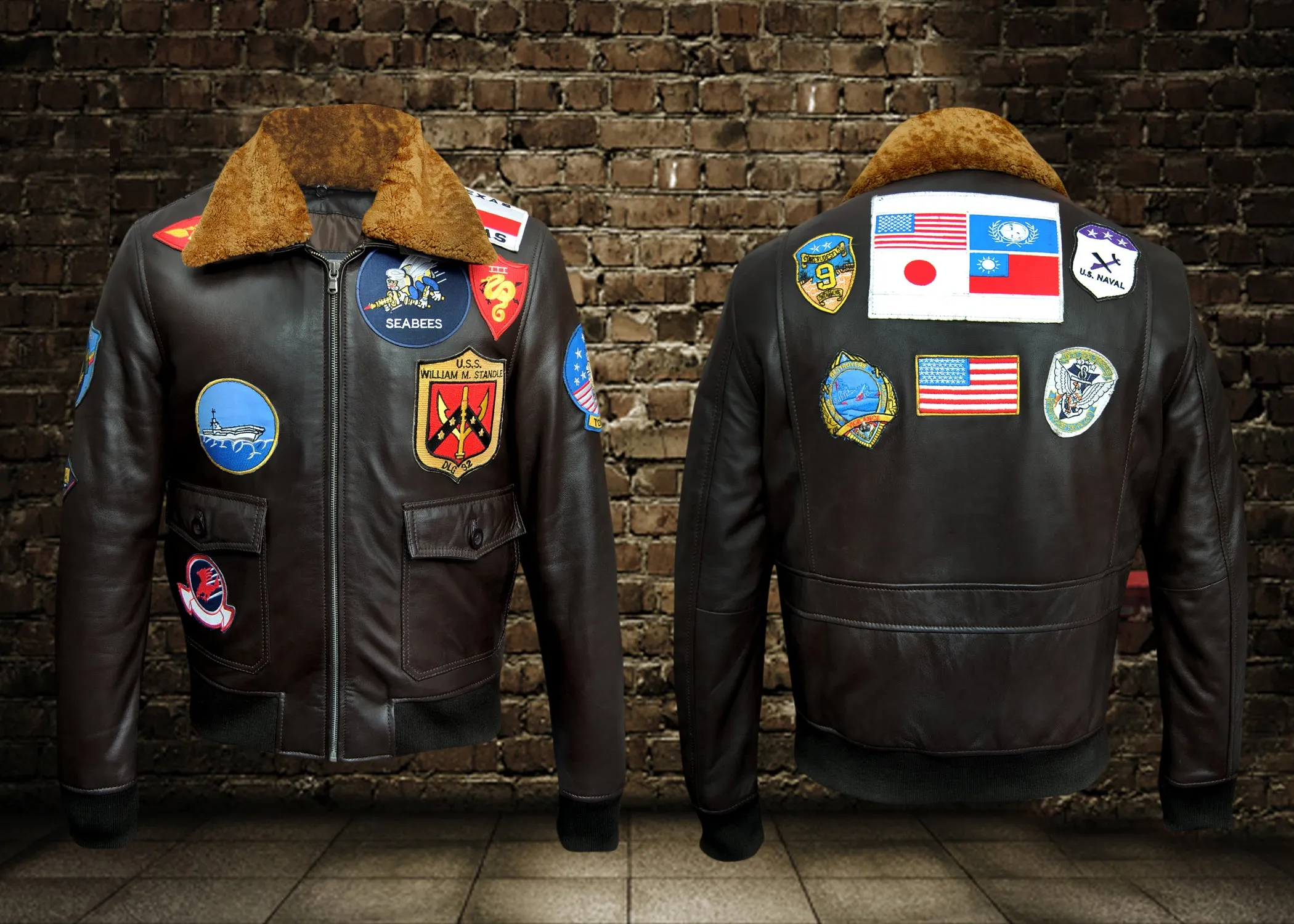 Men's Top Gun-II Pilot Bomber Fling Aviation Leather Jacket 1175