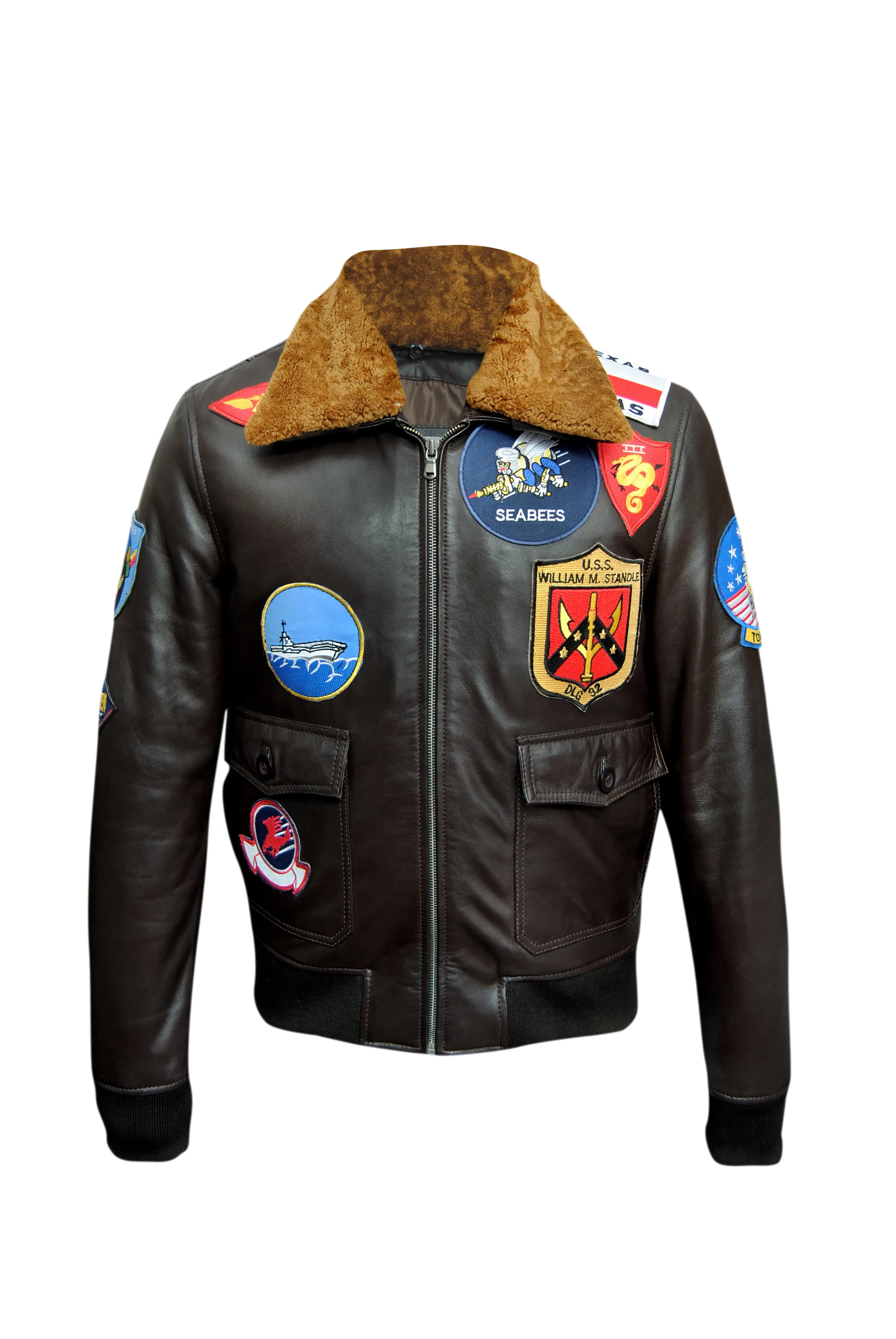 Men's Top Gun-II Pilot Bomber Fling Aviation Leather Jacket 1175
