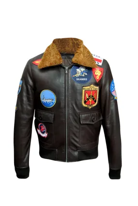 Men's Top Gun-II Pilot Bomber Fling Aviation Leather Jacket 1175