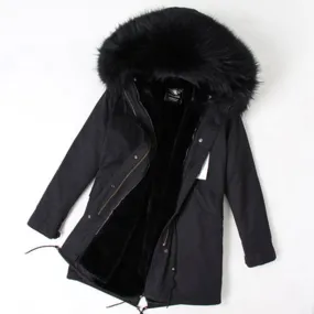 Men's Winter Casual Long Warm Parka With Raccoon Fur