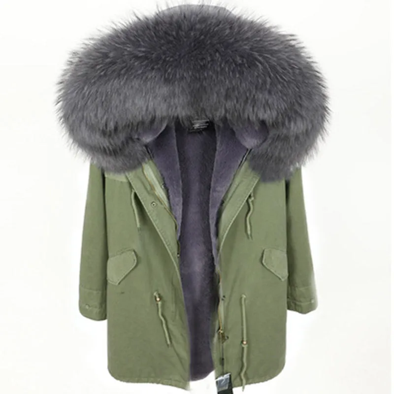 Men's Winter Casual Long Warm Parka With Raccoon Fur