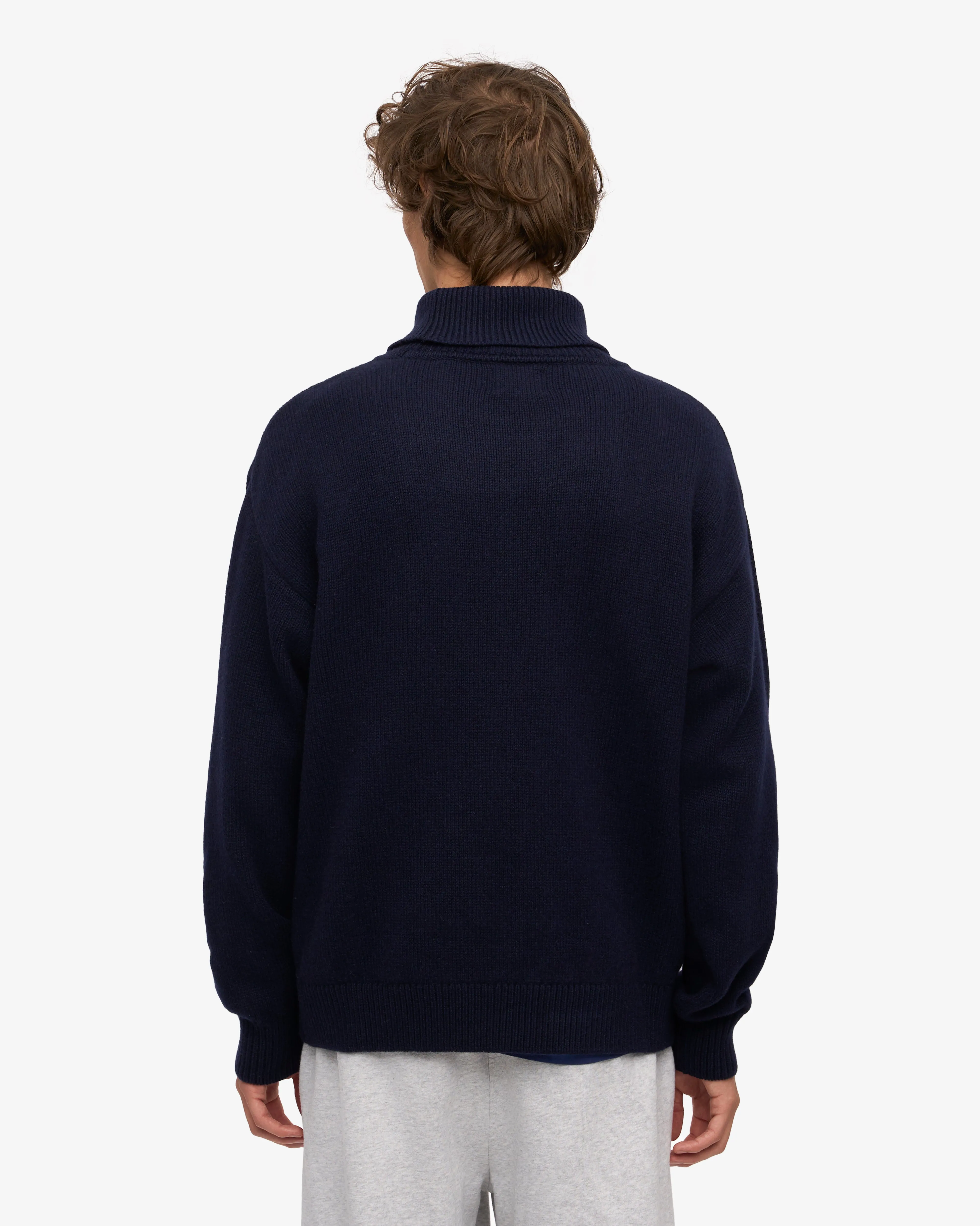 Merino Wool Turtleneck - Navy Blue