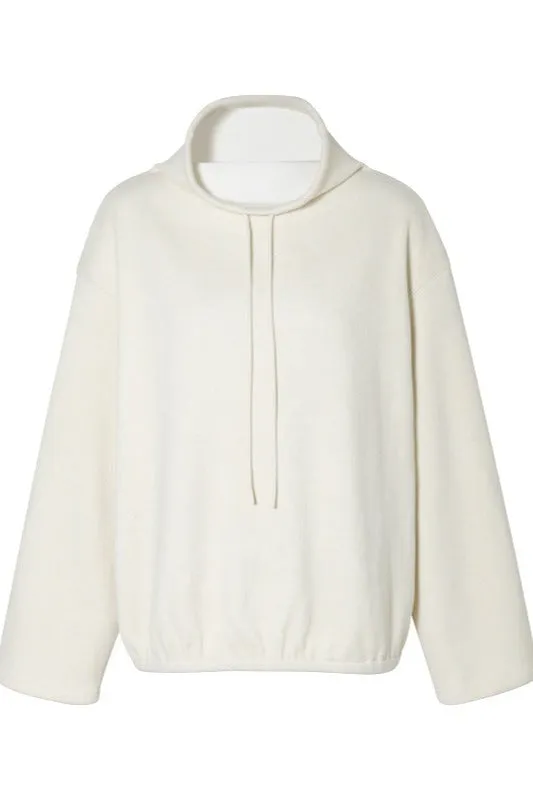 Minimalist high-collar fleece hoodie | 2 color