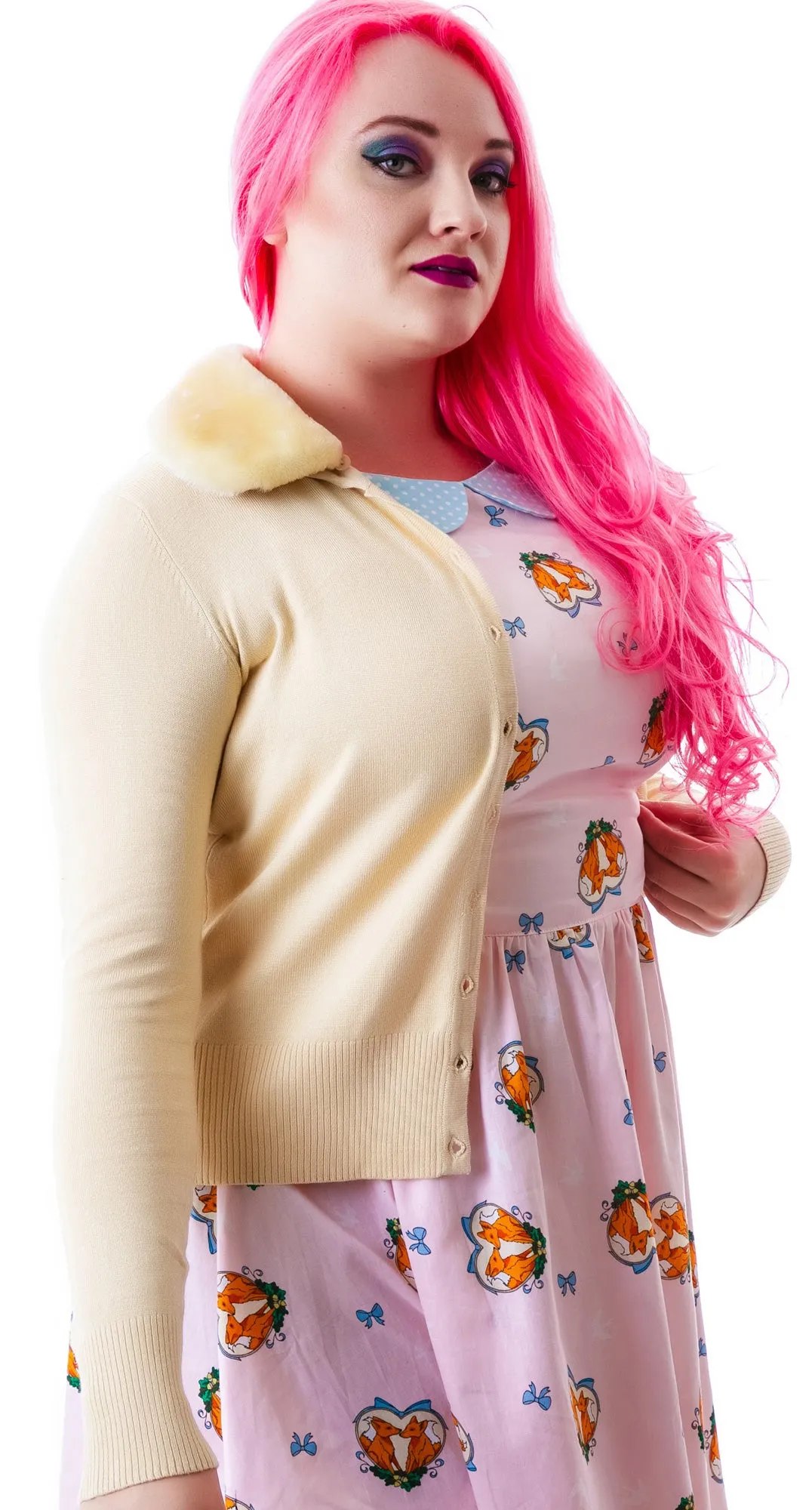 Miss Kitty Fur Collar Cardigan
