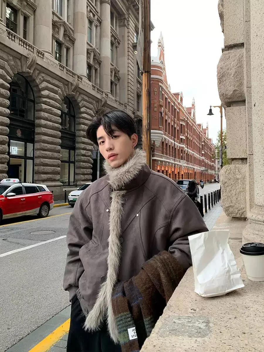 Mountain carving fur collar jacket OR4015