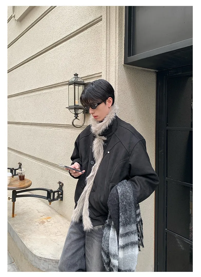 Mountain carving fur collar jacket OR4015