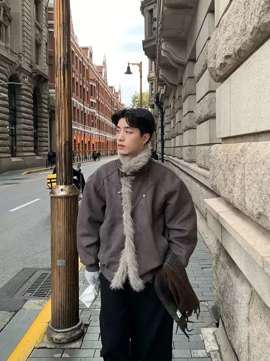 Mountain carving fur collar jacket OR4015