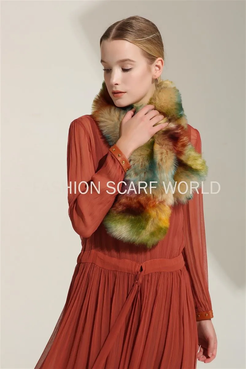 Multicoloured Faux Fur Pull Through Collar