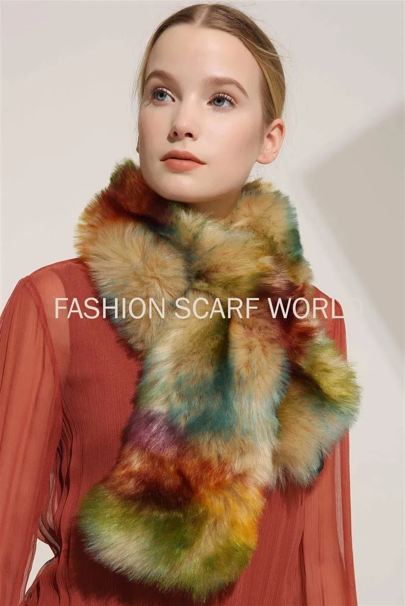 Multicoloured Faux Fur Pull Through Collar