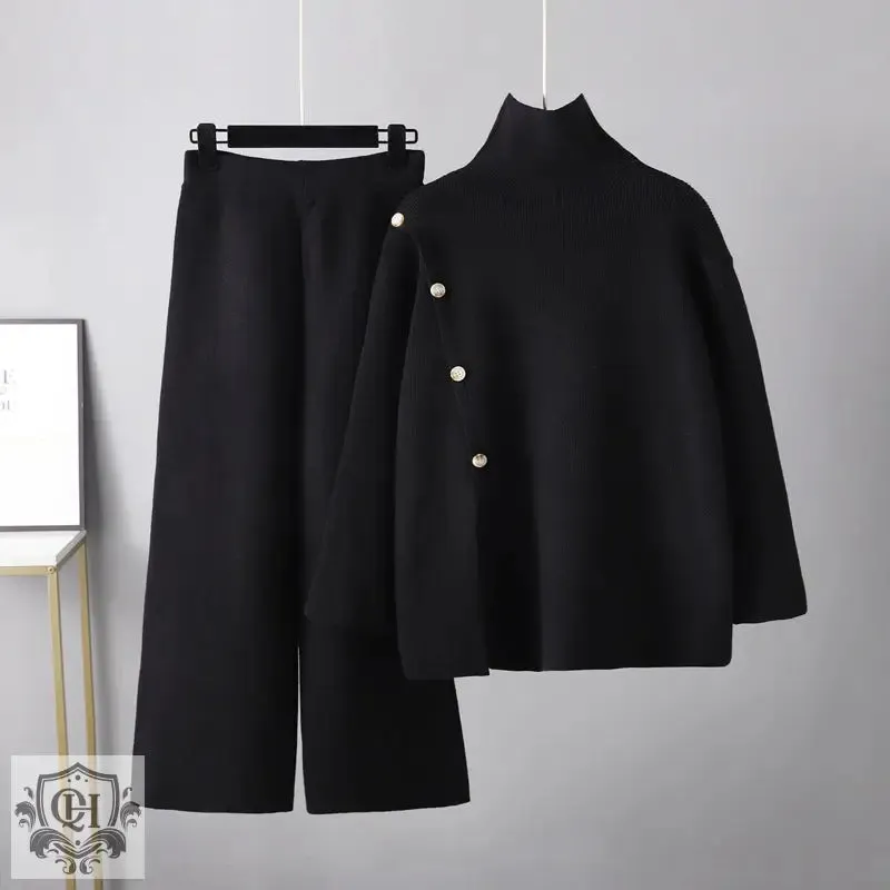 Niche Turtleneck Sweater & Wide Leg Trousers