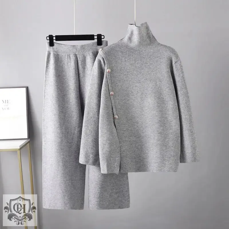 Niche Turtleneck Sweater & Wide Leg Trousers