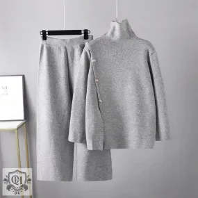 Niche Turtleneck Sweater & Wide Leg Trousers