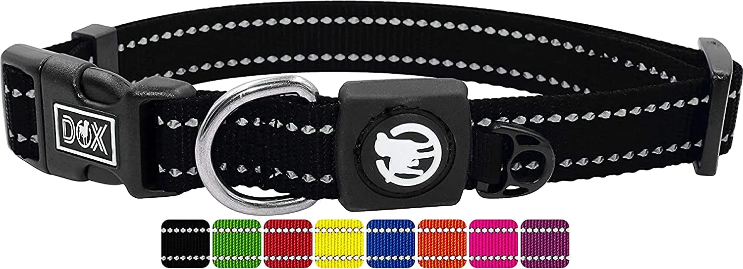 Nylon Dog Collar - Reflective & Adjustable - For Dogs Large & Small - Collar