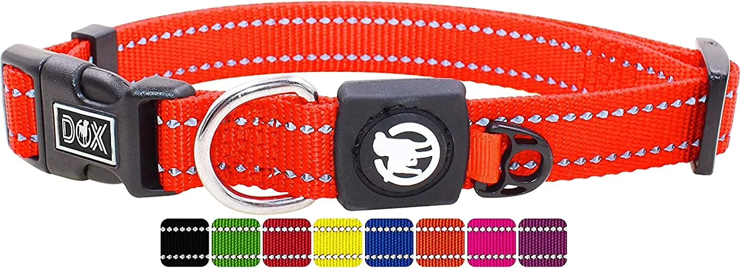 Nylon Dog Collar - Reflective & Adjustable - For Dogs Large & Small - Collar