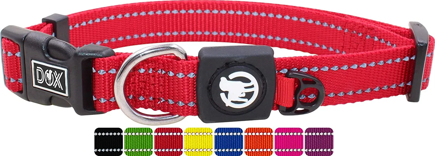 Nylon Dog Collar - Reflective & Adjustable - For Dogs Large & Small - Collar