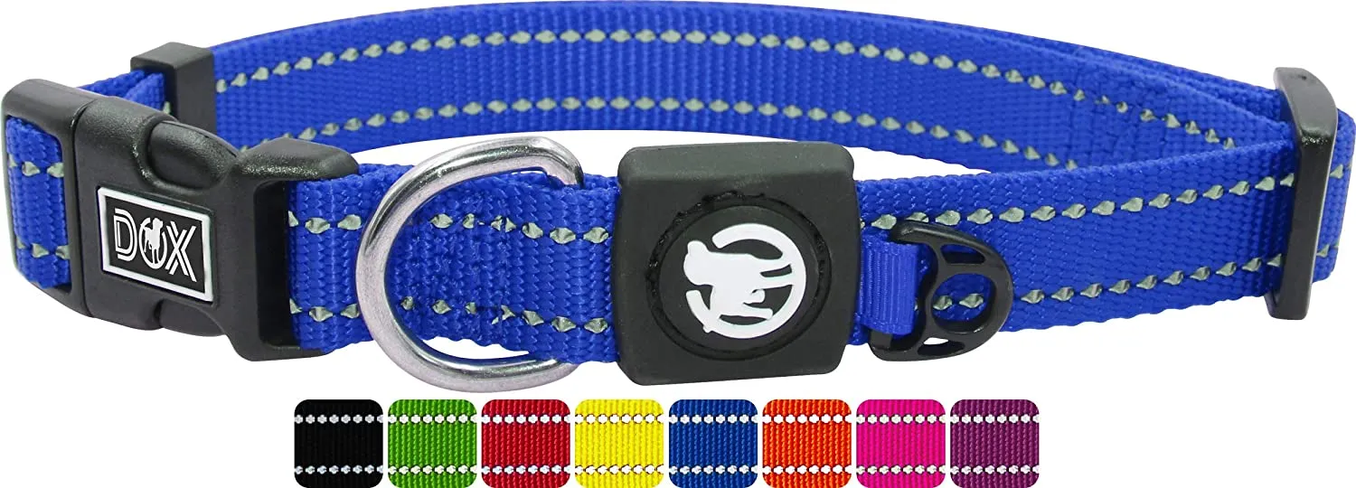 Nylon Dog Collar - Reflective & Adjustable - For Dogs Large & Small - Collar
