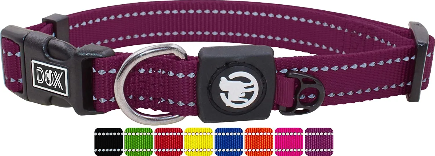 Nylon Dog Collar - Reflective & Adjustable - For Dogs Large & Small - Collar