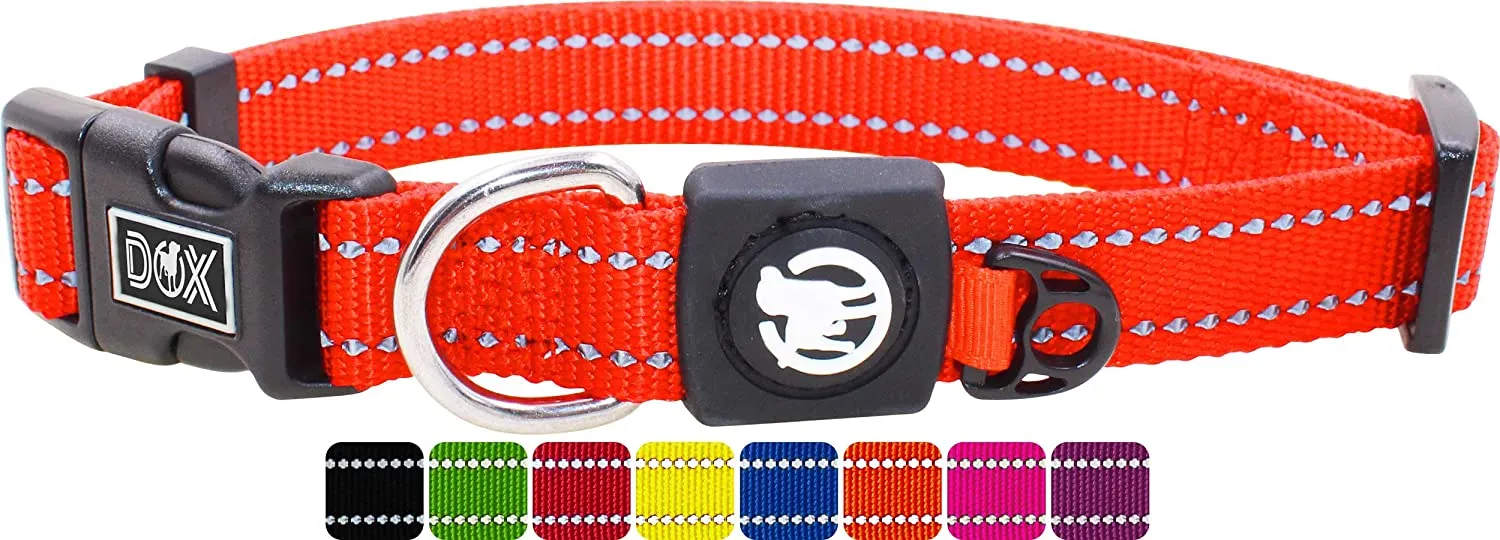 Nylon Dog Collar - Reflective & Adjustable - For Dogs Large & Small - Collar