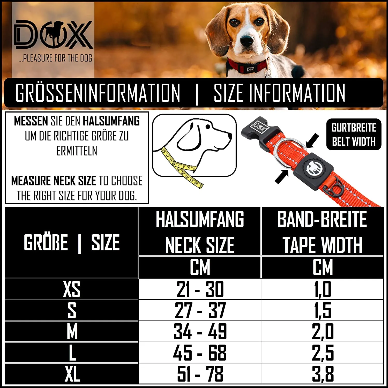Nylon Dog Collar - Reflective & Adjustable - For Dogs Large & Small - Collar