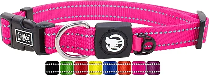 Nylon Dog Collar - Reflective & Adjustable - For Dogs Large & Small - Collar
