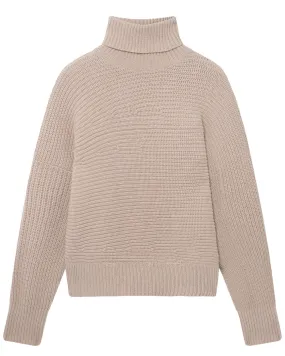 Oat Ribbed Cashmere Turtleneck Sweater