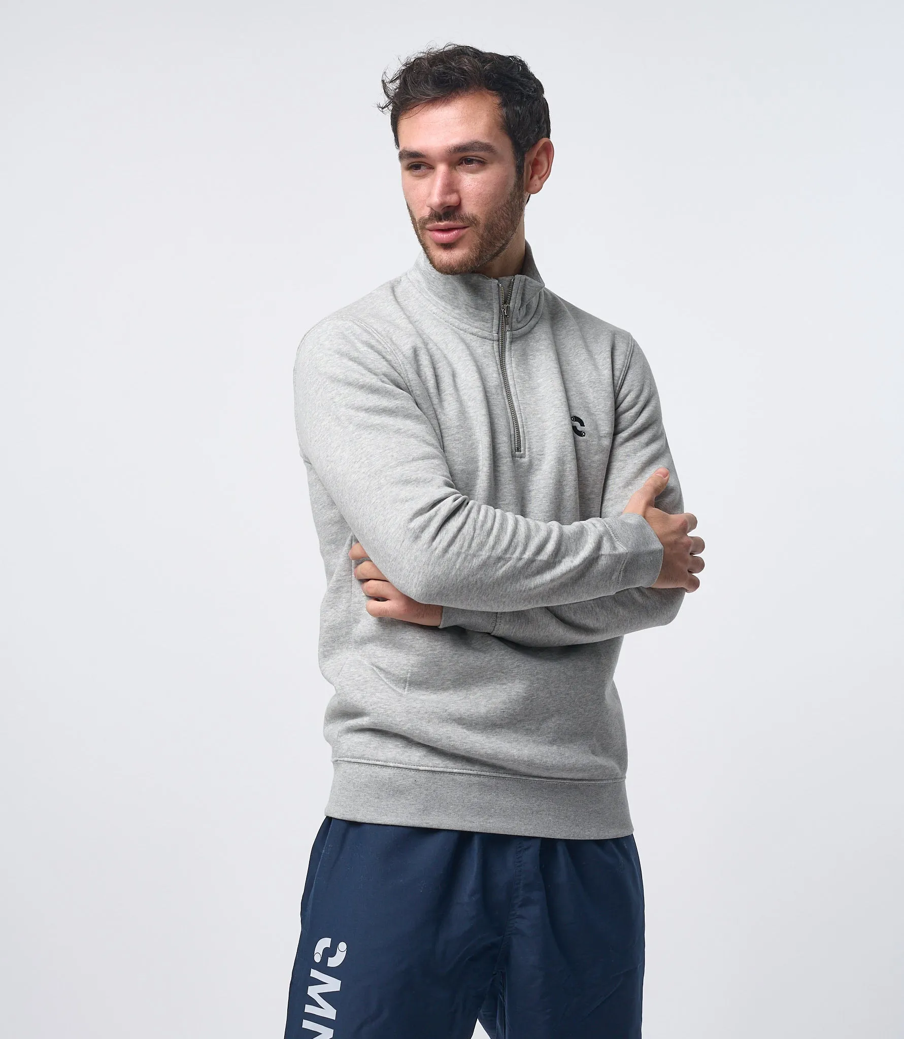 Omnitau Men's Hybrid Organic Cotton 1/4 Zip Mid Layer Fleece - Heather Grey