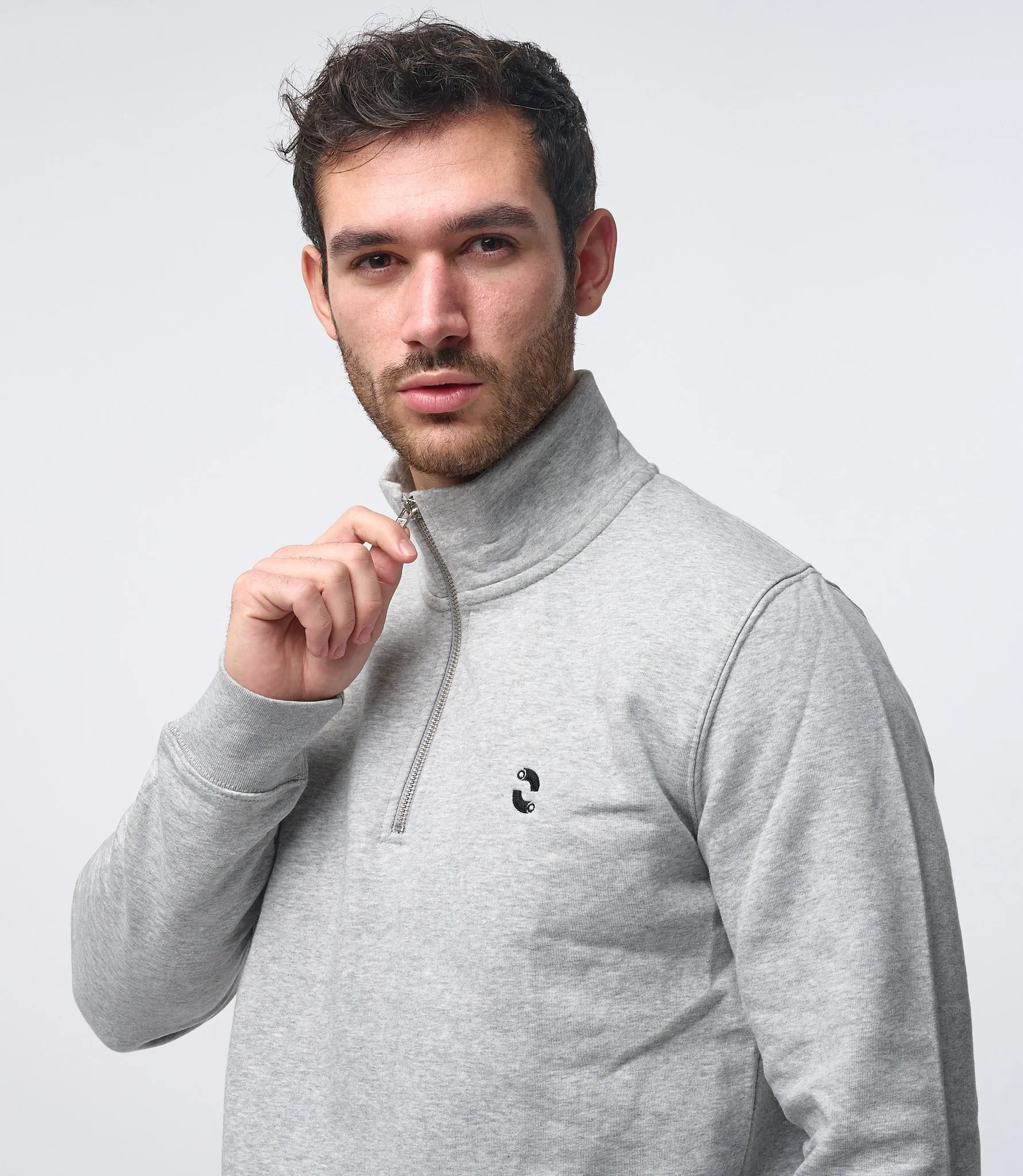Omnitau Men's Hybrid Organic Cotton 1/4 Zip Mid Layer Fleece - Heather Grey