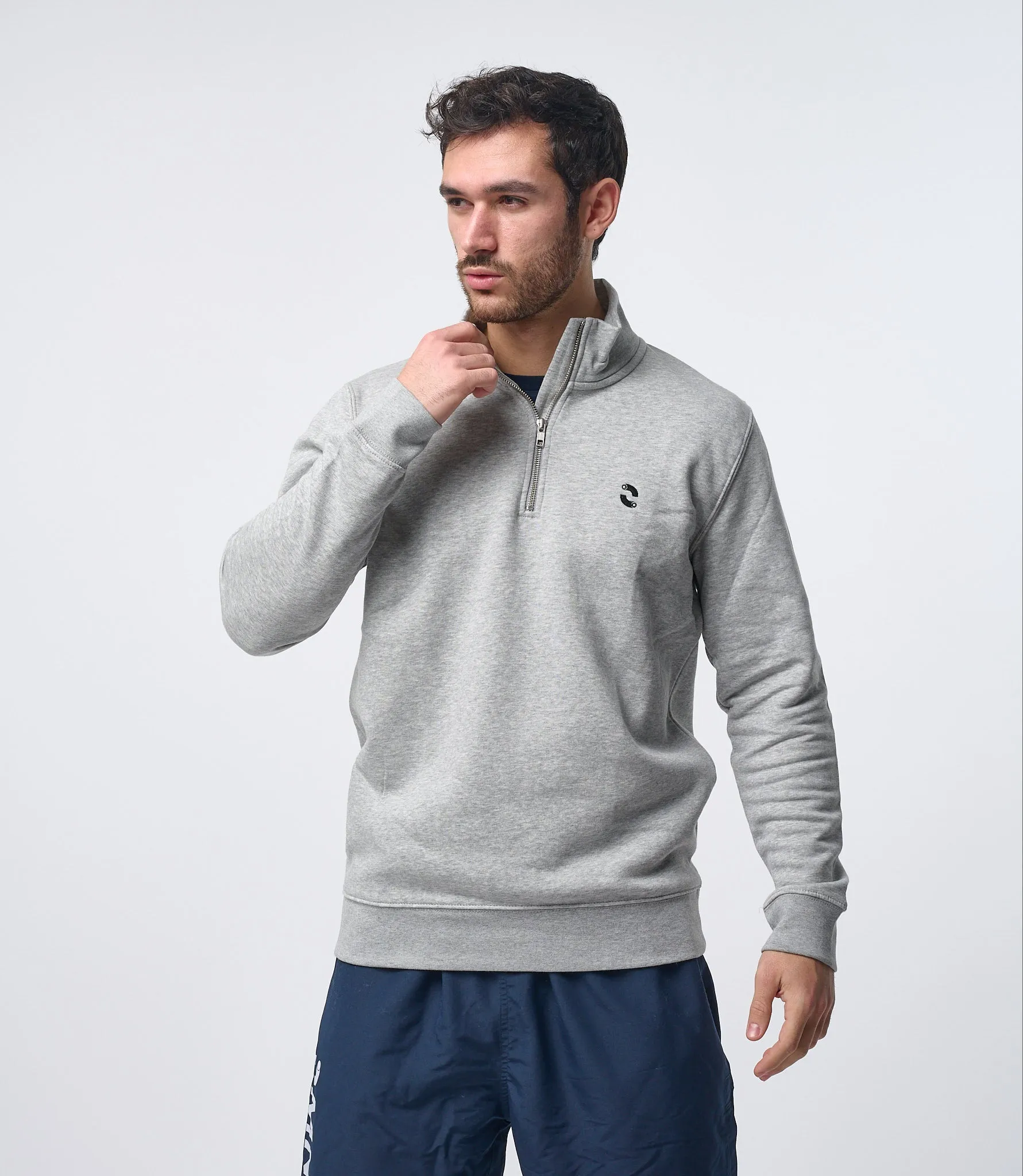 Omnitau Men's Hybrid Organic Cotton 1/4 Zip Mid Layer Fleece - Heather Grey