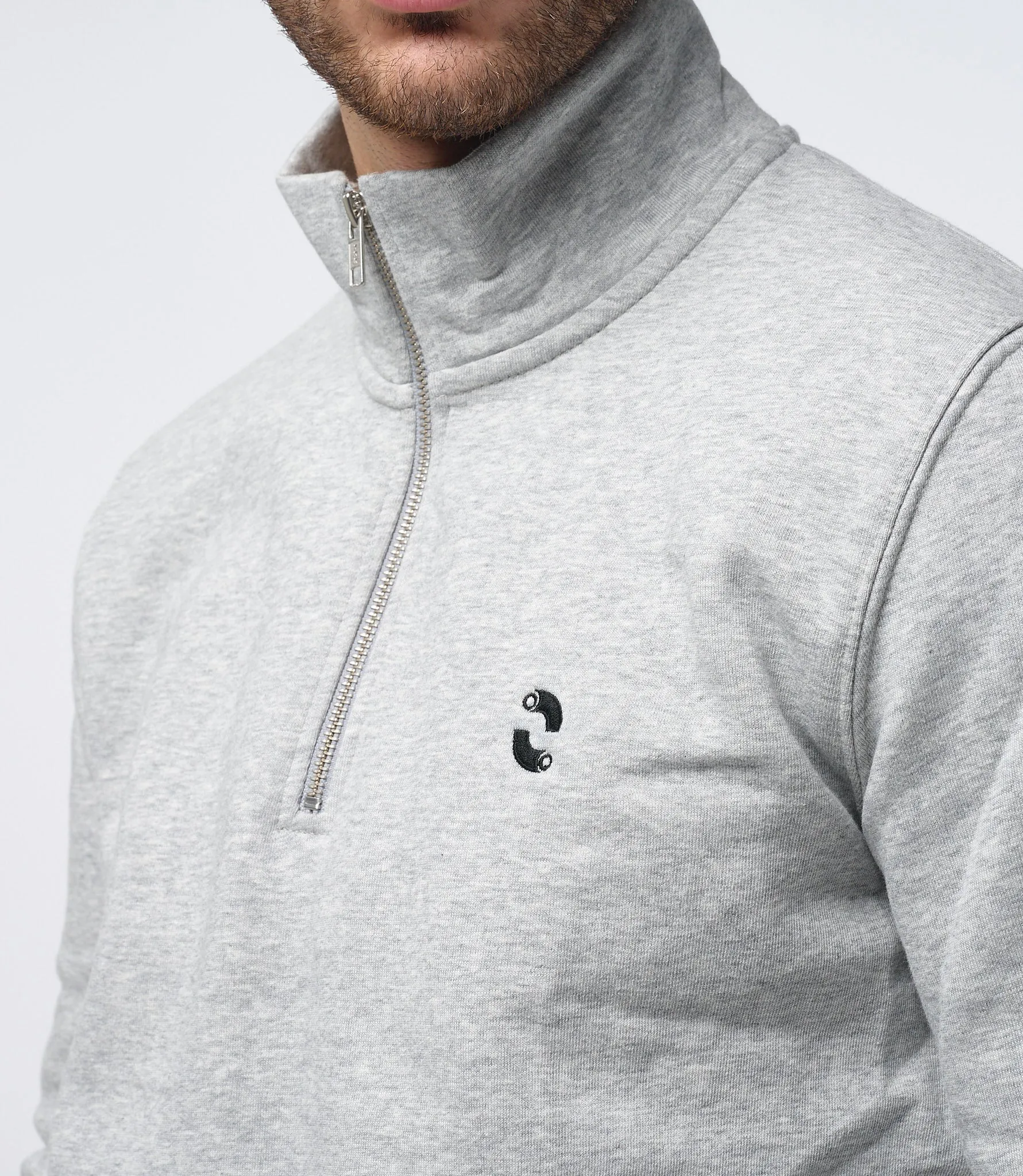 Omnitau Men's Hybrid Organic Cotton 1/4 Zip Mid Layer Fleece - Heather Grey