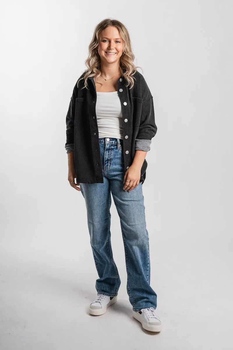 Oversized shacket charcoal