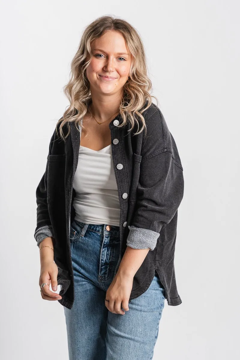 Oversized shacket charcoal