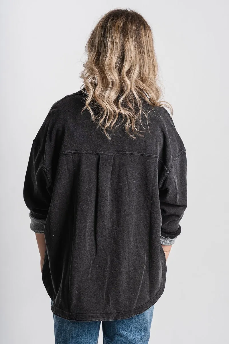 Oversized shacket charcoal