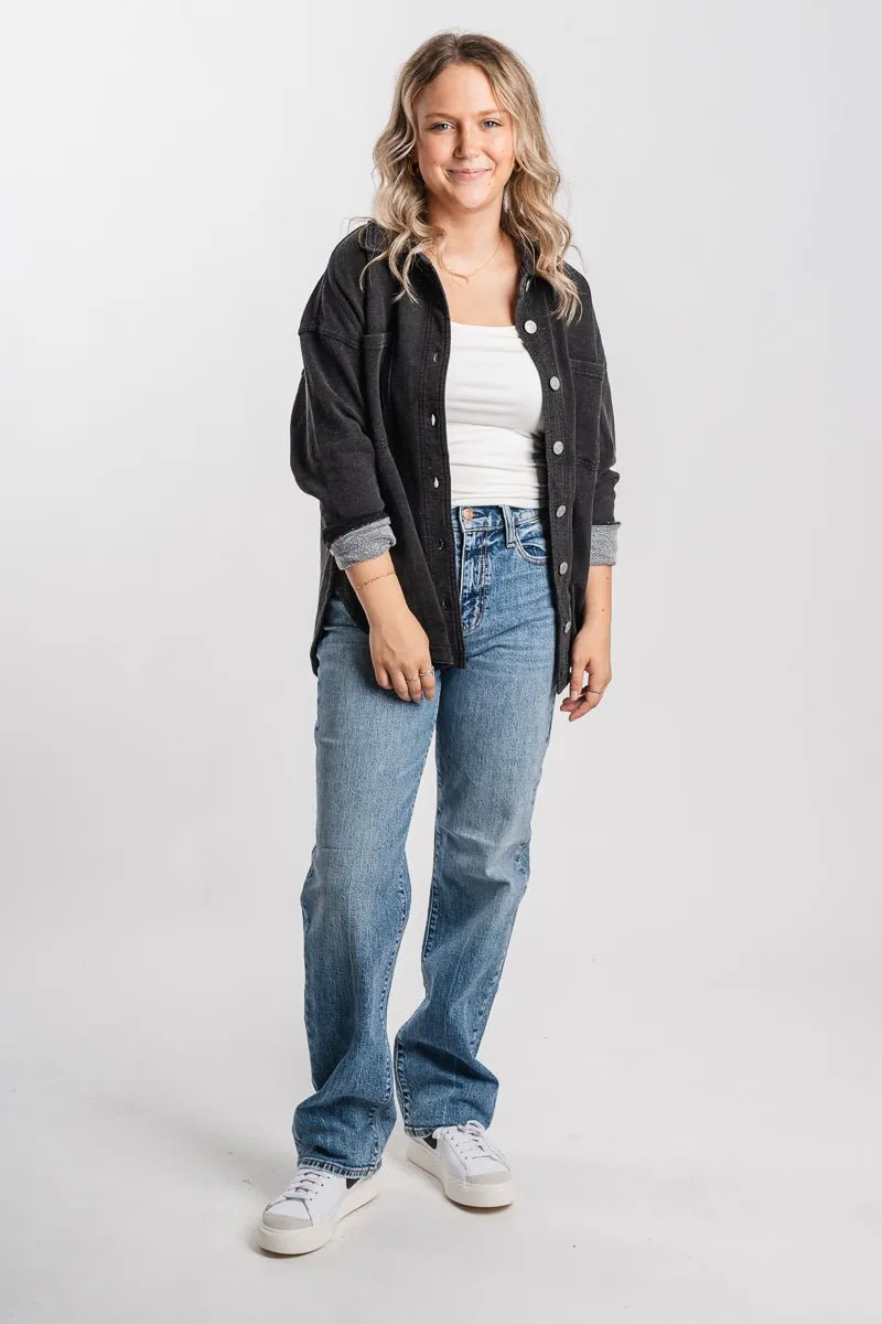 Oversized shacket charcoal